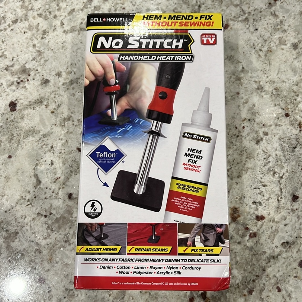 🧵🪡NO STITCH HANDHELD HEAT IRON (as seen on TV) hem/mend/fix without sewing